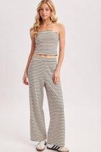 Load image into Gallery viewer, STRIPED KNIT TUBE AND WIDE PANTS SET: MOCHA COMBO / L