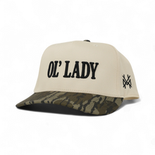 Load image into Gallery viewer, Ol Lady Trucker Hat: Retro Camo/Natural
