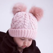 Load image into Gallery viewer, Blush Pink Fluffer Beanie Hat Baby & Kids: M (6-24 Months)