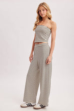 Load image into Gallery viewer, STRIPED KNIT TUBE AND WIDE PANTS SET: MOCHA COMBO / S