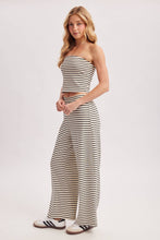 Load image into Gallery viewer, STRIPED KNIT TUBE AND WIDE PANTS SET: MOCHA COMBO / S