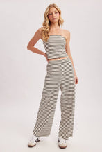 Load image into Gallery viewer, STRIPED KNIT TUBE AND WIDE PANTS SET: MOCHA COMBO / S