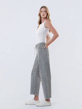 Load image into Gallery viewer, Drawstring Leopard Barrel Jeans