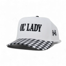 Load image into Gallery viewer, Ol Lady Trucker Hat: Retro Camo/Natural