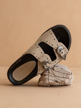 Load image into Gallery viewer, The Effie Taupe Double Western Buckle Slides