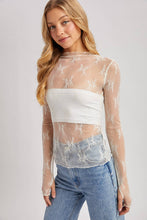Load image into Gallery viewer, FLORAL EMBROIDERY LACE MESH LAYERING TOP: BLACK / M
