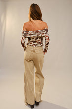 Load image into Gallery viewer, Cow Print Mesh Off Shoulder Top

