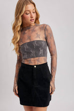 Load image into Gallery viewer, FLORAL EMBROIDERY LACE MESH LAYERING TOP: BLACK / M

