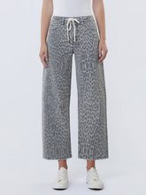 Load image into Gallery viewer, Drawstring Leopard Barrel Jeans
