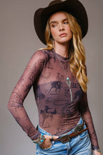 Load image into Gallery viewer, Cowgirl Mesh Mock Neck Top
