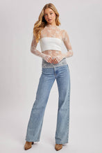 Load image into Gallery viewer, FLORAL EMBROIDERY LACE MESH LAYERING TOP: BLACK / M
