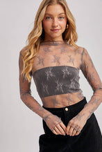 Load image into Gallery viewer, FLORAL EMBROIDERY LACE MESH LAYERING TOP: BLACK / L
