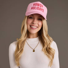 Load image into Gallery viewer, Pink Howdy Holidays Trucker Hat
