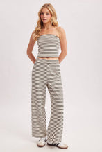 Load image into Gallery viewer, STRIPED KNIT TUBE AND WIDE PANTS SET: MOCHA COMBO / M
