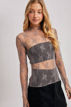 Load image into Gallery viewer, FLORAL EMBROIDERY LACE MESH LAYERING TOP: BLACK / M
