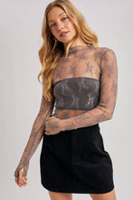 Load image into Gallery viewer, FLORAL EMBROIDERY LACE MESH LAYERING TOP: BLACK / M
