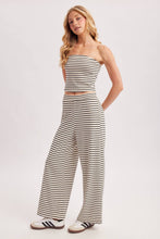 Load image into Gallery viewer, STRIPED KNIT TUBE AND WIDE PANTS SET: MOCHA COMBO / S
