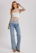 Load image into Gallery viewer, FLORAL EMBROIDERY LACE MESH LAYERING TOP: BLACK / S
