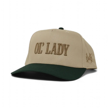 Load image into Gallery viewer, Ol Lady Trucker Hat: Retro Camo/Natural
