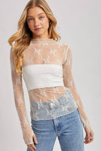 Load image into Gallery viewer, FLORAL EMBROIDERY LACE MESH LAYERING TOP: BLACK / M

