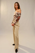 Load image into Gallery viewer, Cow Print Mesh Off Shoulder Top
