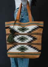 Load image into Gallery viewer, Brown, Black &amp; Green Aztec Tote
