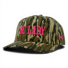 Load image into Gallery viewer, Ol Lady Trucker Hat: Retro Camo/Natural
