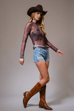 Load image into Gallery viewer, Cowgirl Mesh Mock Neck Top
