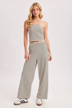 Load image into Gallery viewer, STRIPED KNIT TUBE AND WIDE PANTS SET: MOCHA COMBO / L
