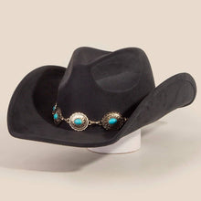 Load image into Gallery viewer, Turquoise Oval Stone Strap Western Cowboy Hat

