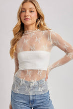 Load image into Gallery viewer, FLORAL EMBROIDERY LACE MESH LAYERING TOP: BLACK / L
