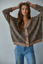 Load image into Gallery viewer, Knit V-Neck Animal Print Cardigan
