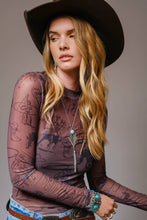 Load image into Gallery viewer, Cowgirl Mesh Mock Neck Top
