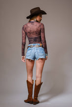 Load image into Gallery viewer, Cowgirl Mesh Mock Neck Top
