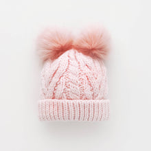 Load image into Gallery viewer, Blush Pink Fluffer Beanie Hat Baby &amp; Kids: S (0-6 Months)

