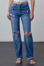 Load image into Gallery viewer, High Rise Straight Open Knee Jeans
