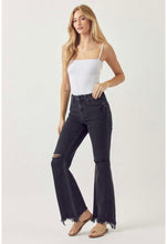Load image into Gallery viewer, Black Distressed Flare Jeans
