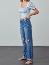 Load image into Gallery viewer, High Rise Straight Open Knee Jeans

