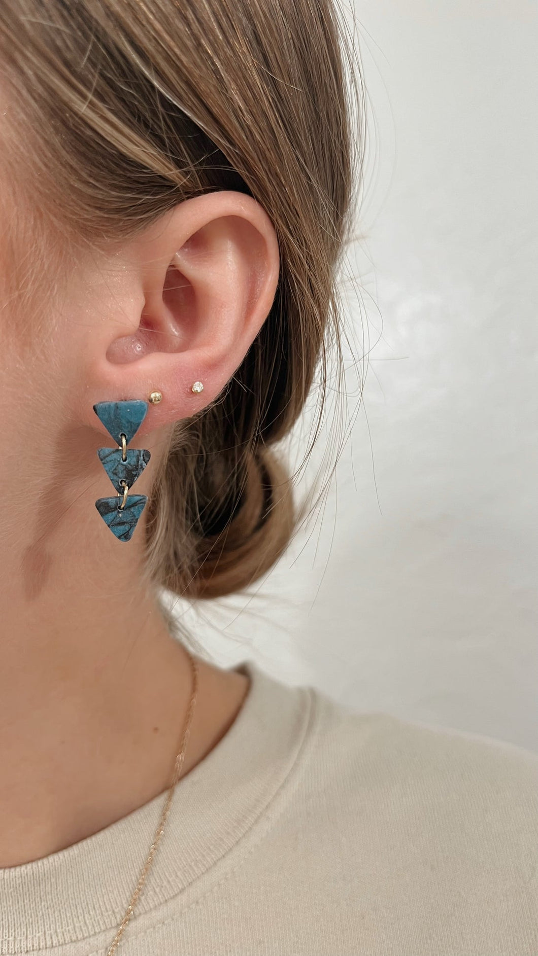 Turquoise & Black Marbled Drop Earrings